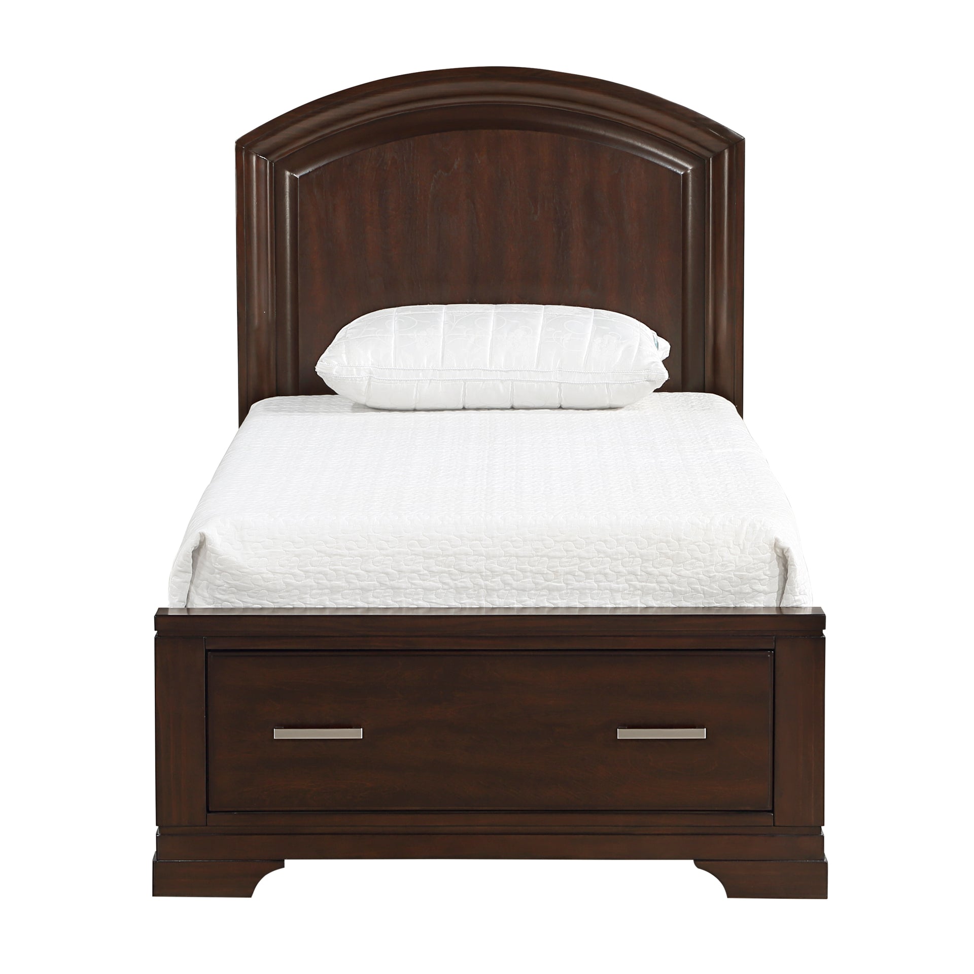 Hudson Twin Bed with Footboard Storage & Curved Headboard