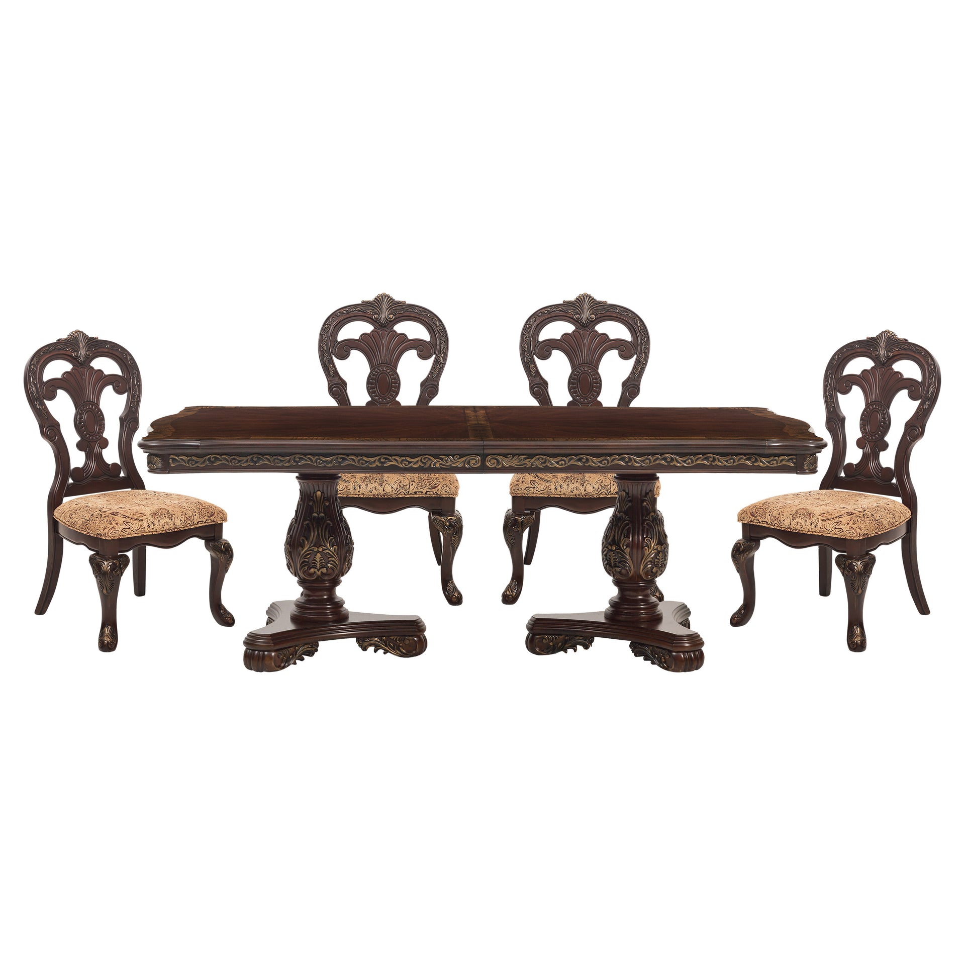 Deryn Park Traditional 5-Piece Dining Set with Rectangular Extendable Table