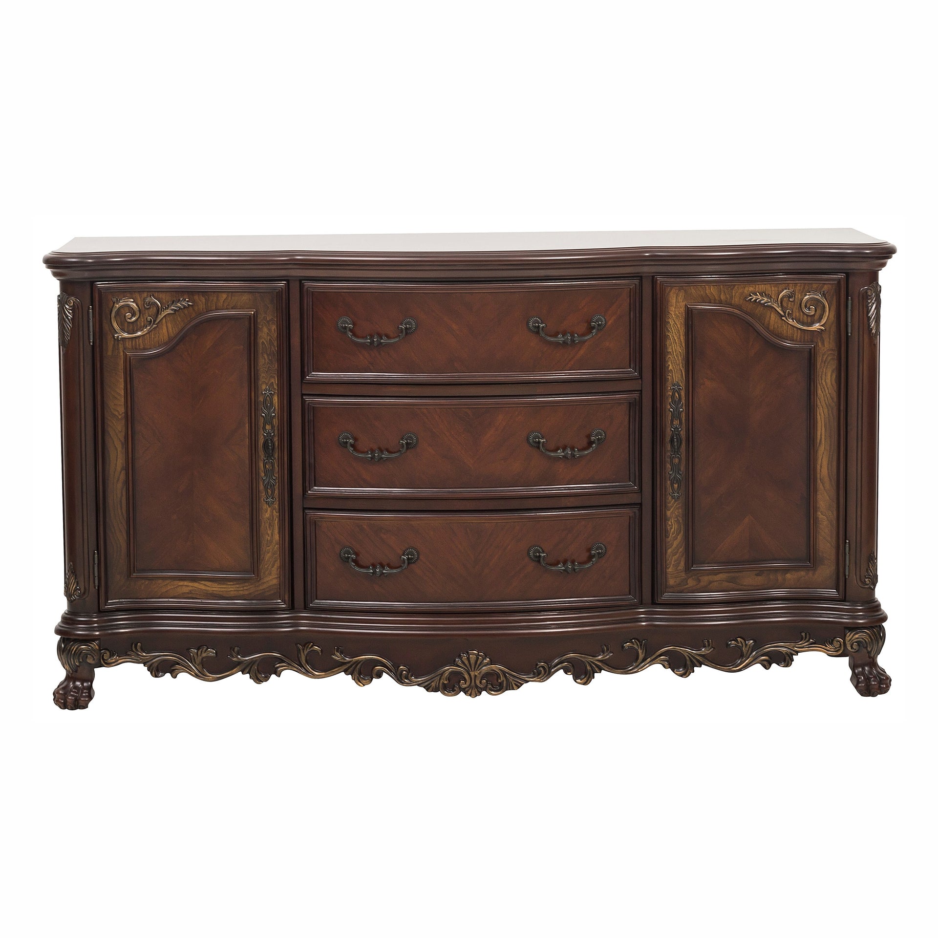 Deryn Park Traditional Dining Server with Storage and Carved Details