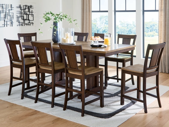 Rylandeen Counter Height Dining Table and 8 Barstools